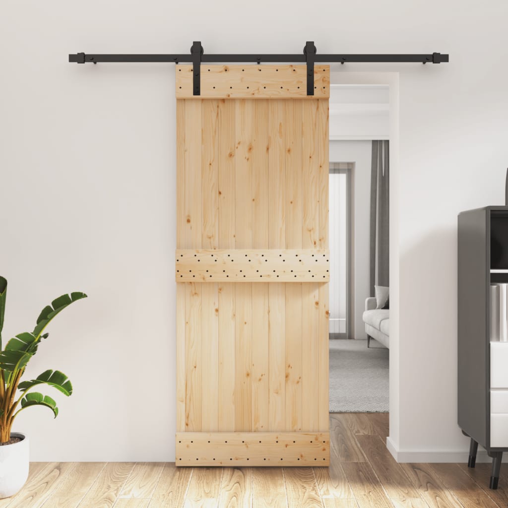 Puerta corredera con herrajes madera maciza de pino 80x210 cm vidaXL