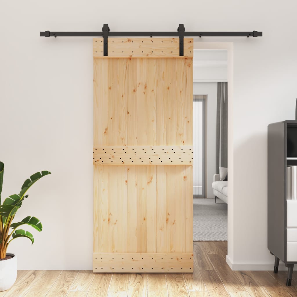 Vetonek Puerta corredera con herrajes madera maciza de pino 90x210 cm