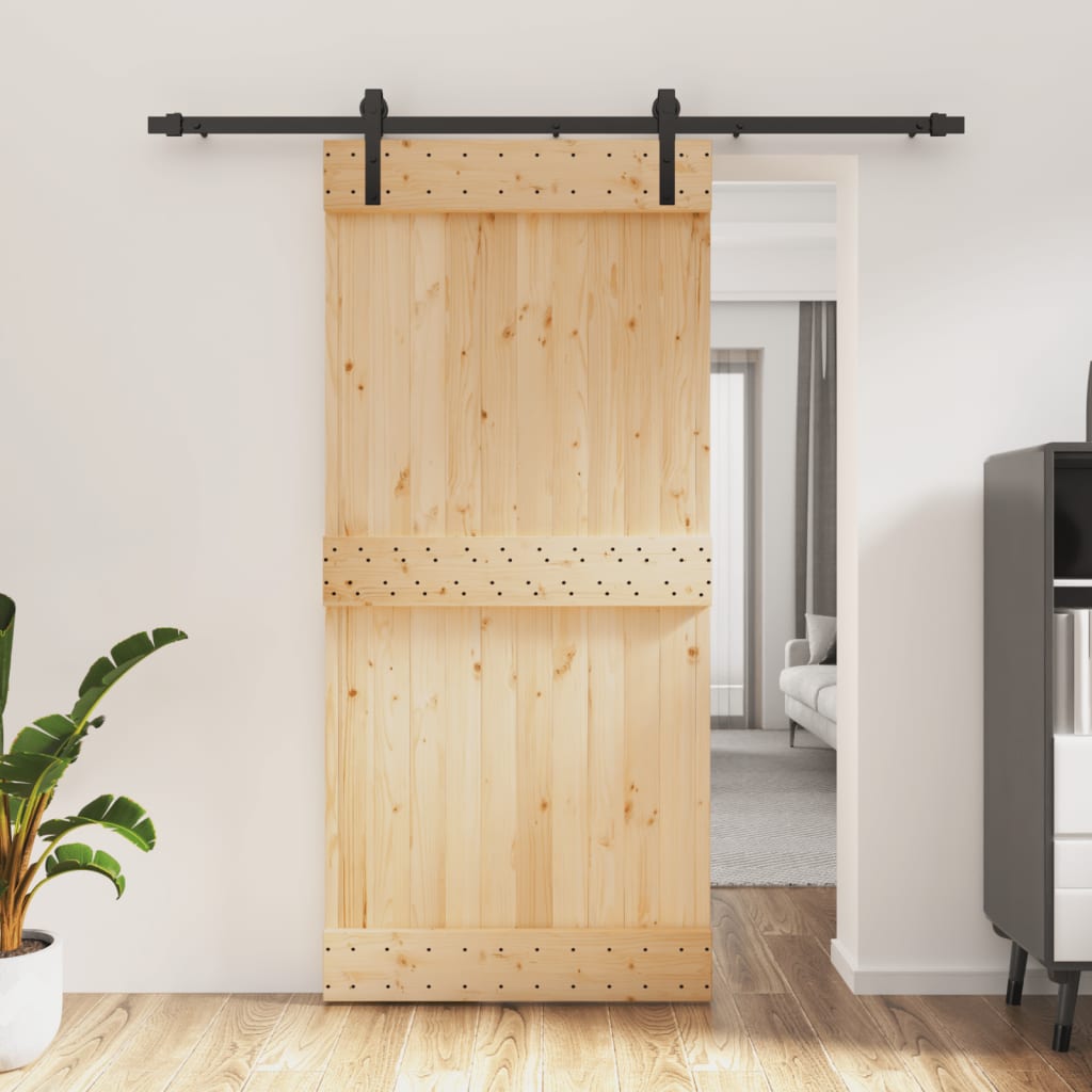 Vetonek Puerta corredera con herrajes madera maciza de pino 95x210 cm