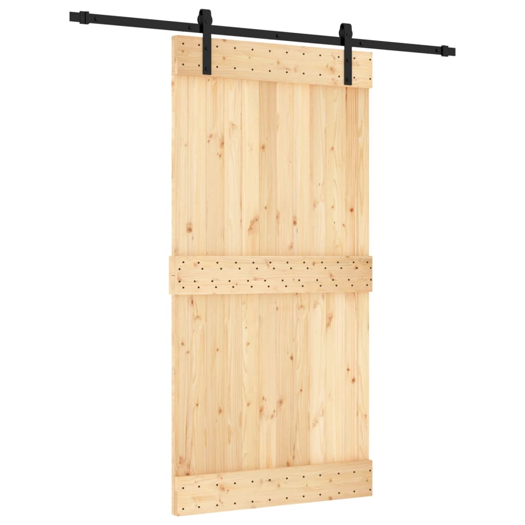 Puerta corredera con herrajes madera maciza de pino 100x210 cm - Vetonek