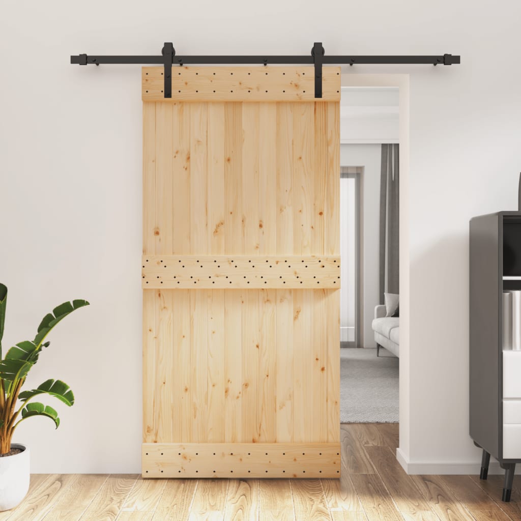 Puerta corredera con herrajes madera maciza de pino 100x210 cm vidaXL