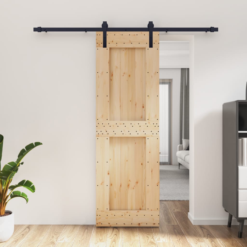 Vetonek Puerta corredera con herrajes madera maciza de pino 70x210 cm