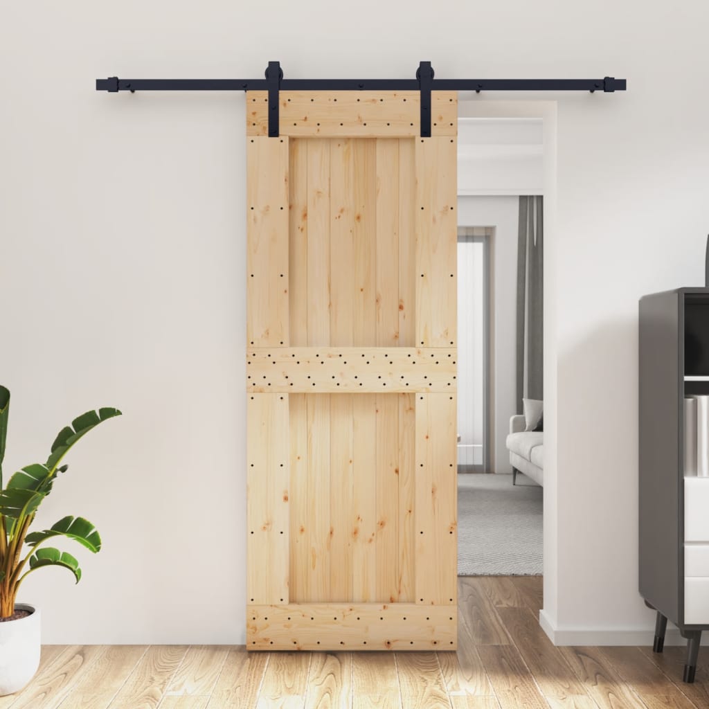 Vetonek Puerta corredera con herrajes madera maciza de pino 80x210 cm