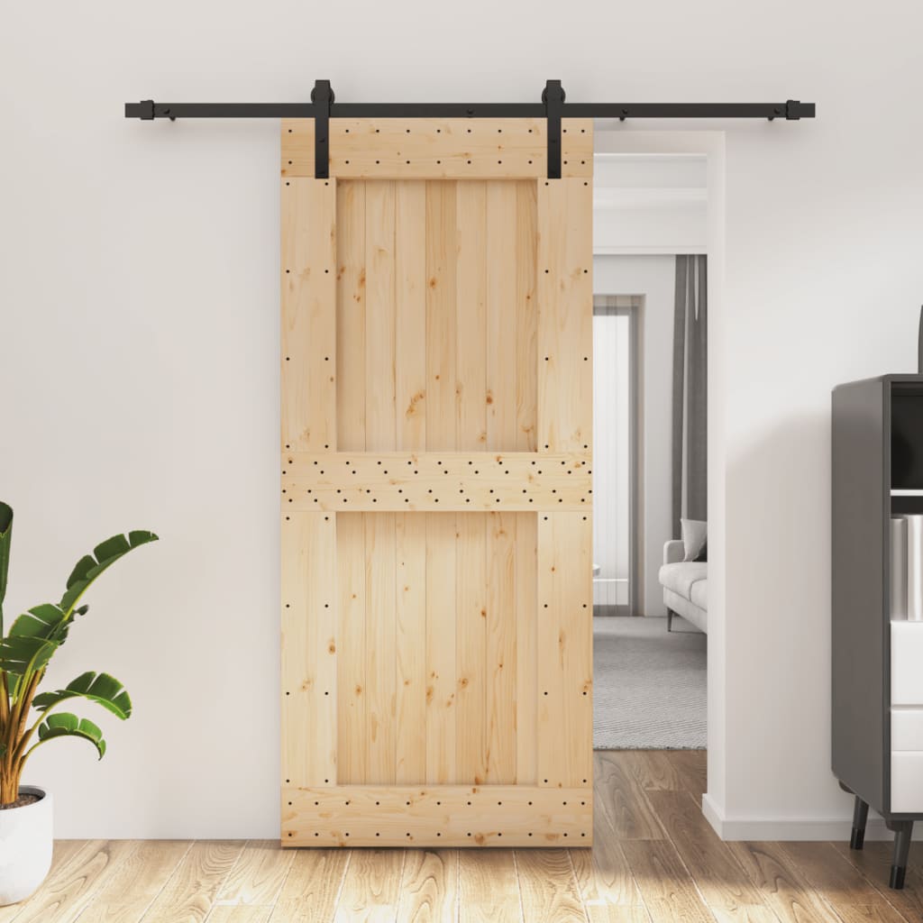 Vetonek Puerta corredera con herrajes madera maciza de pino 90x210 cm