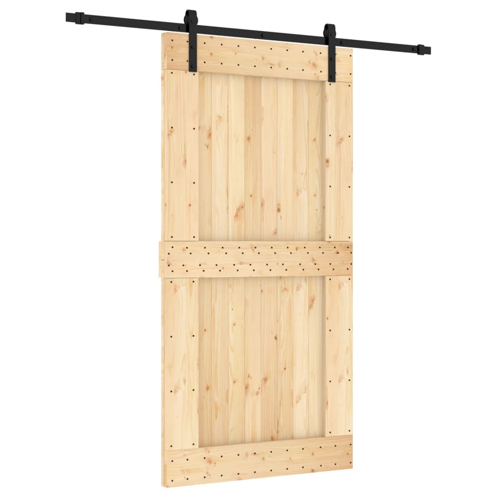 Puerta corredera con herrajes madera maciza de pino 100x210 cm - Vetonek