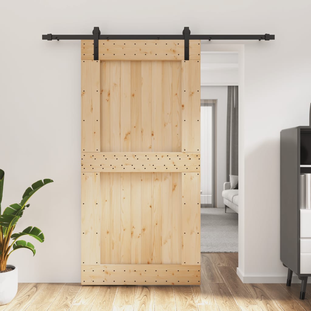 Vetonek Puerta corredera con herrajes madera maciza de pino 100x210 cm