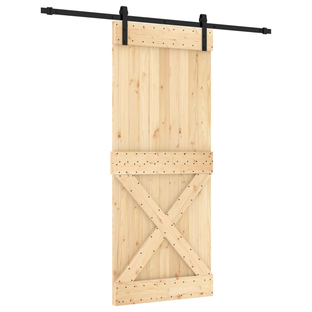 Puerta corredera con herrajes madera maciza de pino 85x210 cm - Vetonek