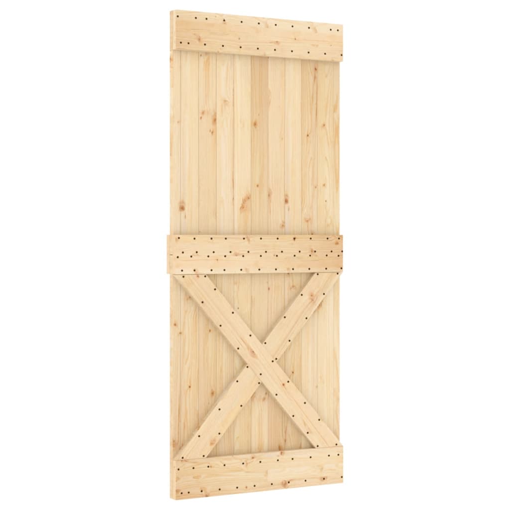 Puerta corredera con herrajes madera maciza de pino 85x210 cm - Vetonek