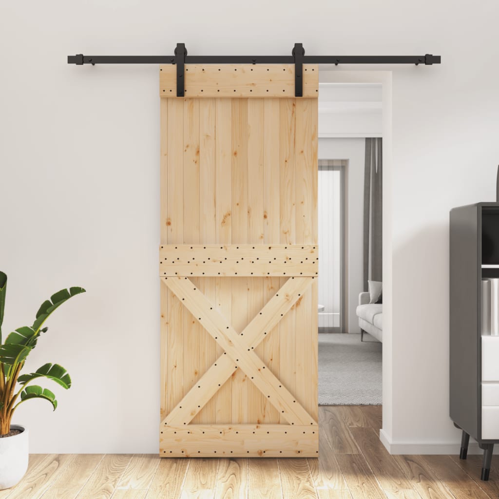 Vetonek Puerta corredera con herrajes madera maciza de pino 85x210 cm