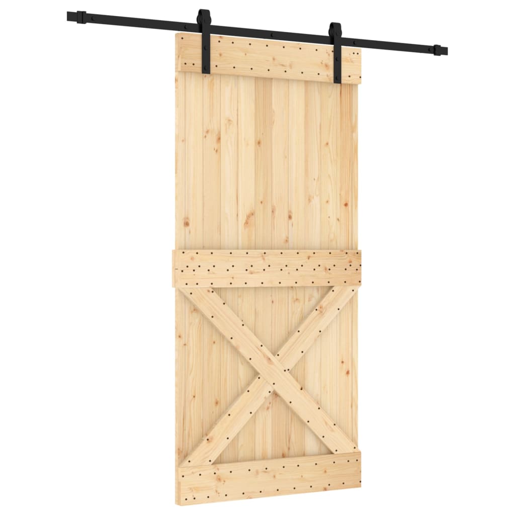 Puerta corredera con herrajes madera maciza de pino 95x210 cm - Vetonek