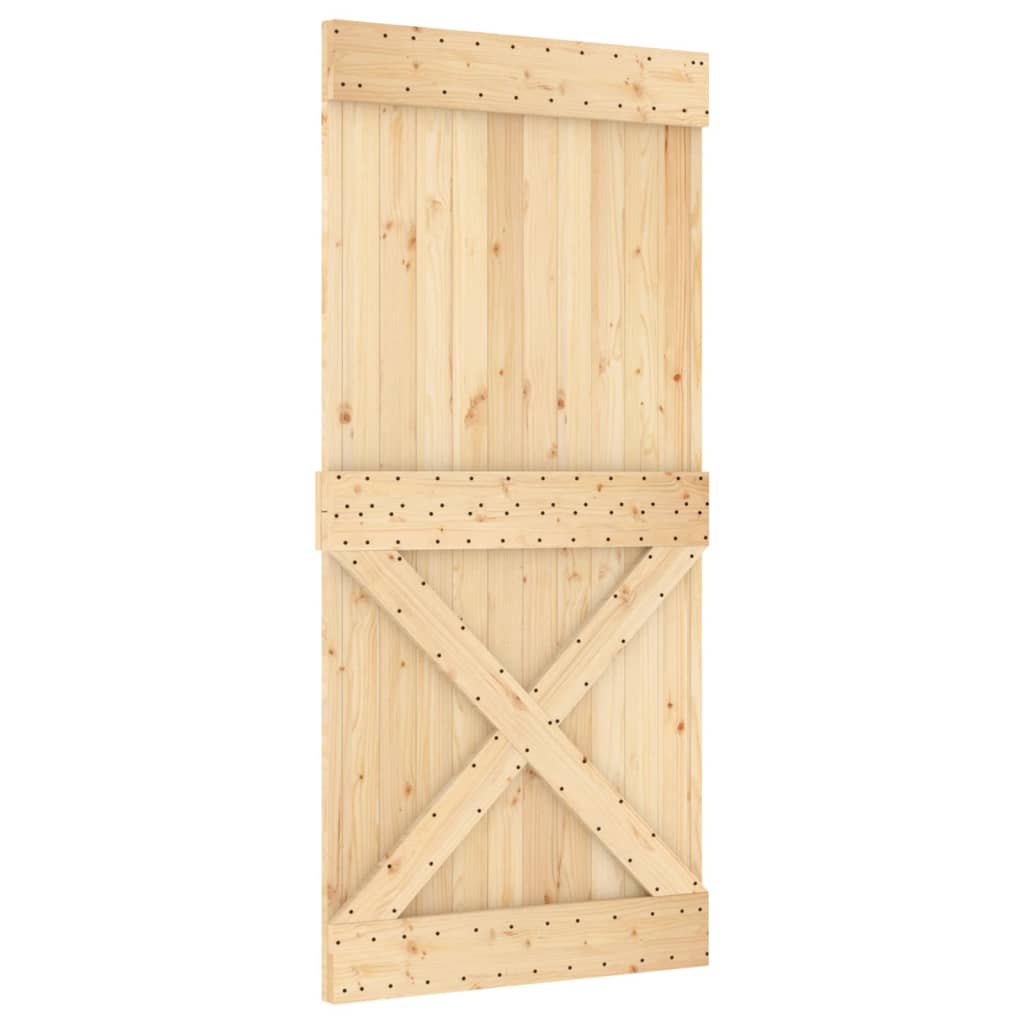 Puerta corredera con herrajes madera maciza de pino 95x210 cm - Vetonek