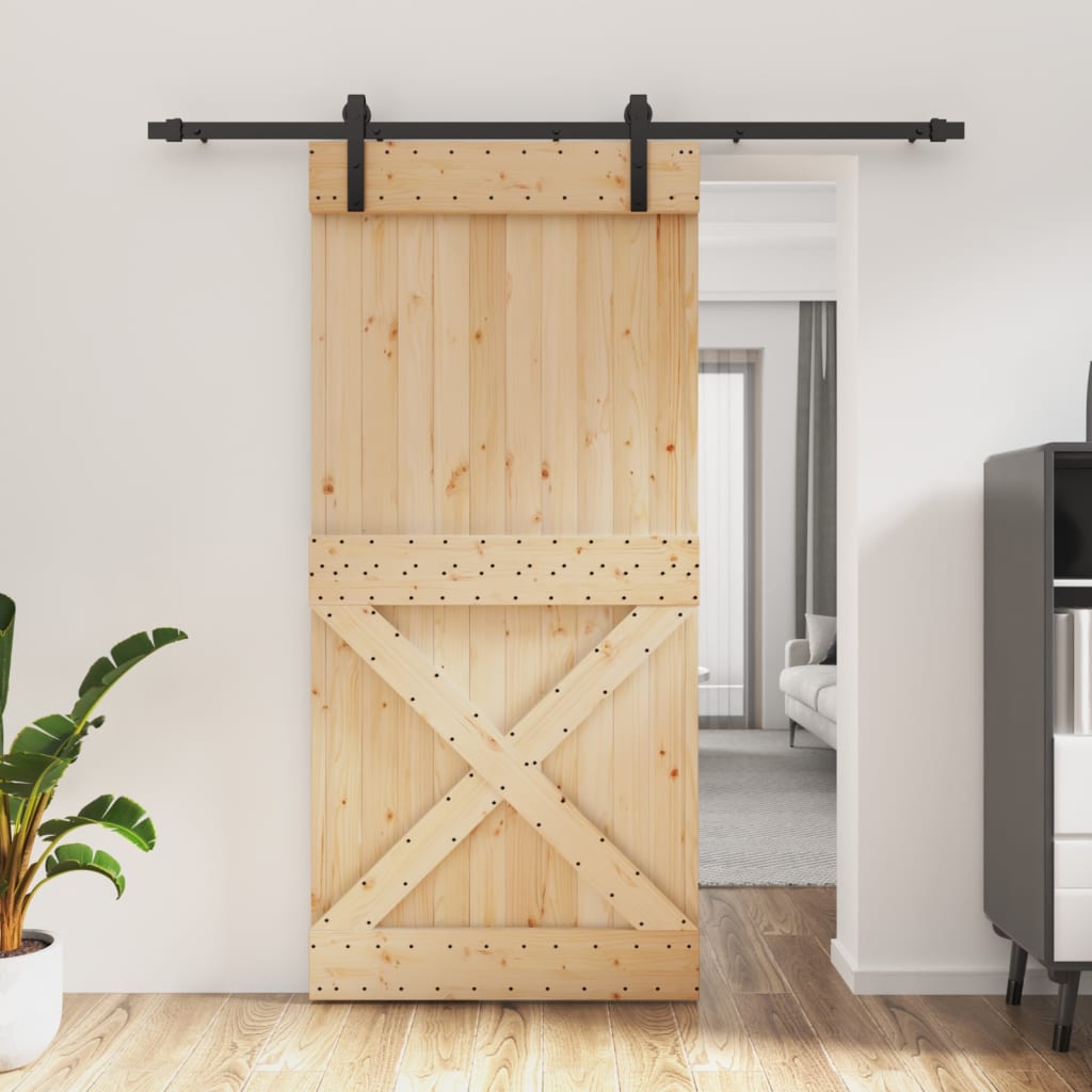 Vetonek Puerta corredera con herrajes madera maciza de pino 95x210 cm