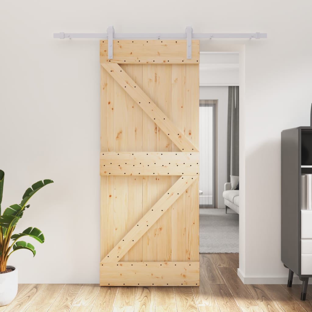 Vetonek Puerta corredera con herrajes madera maciza de pino 85x210 cm