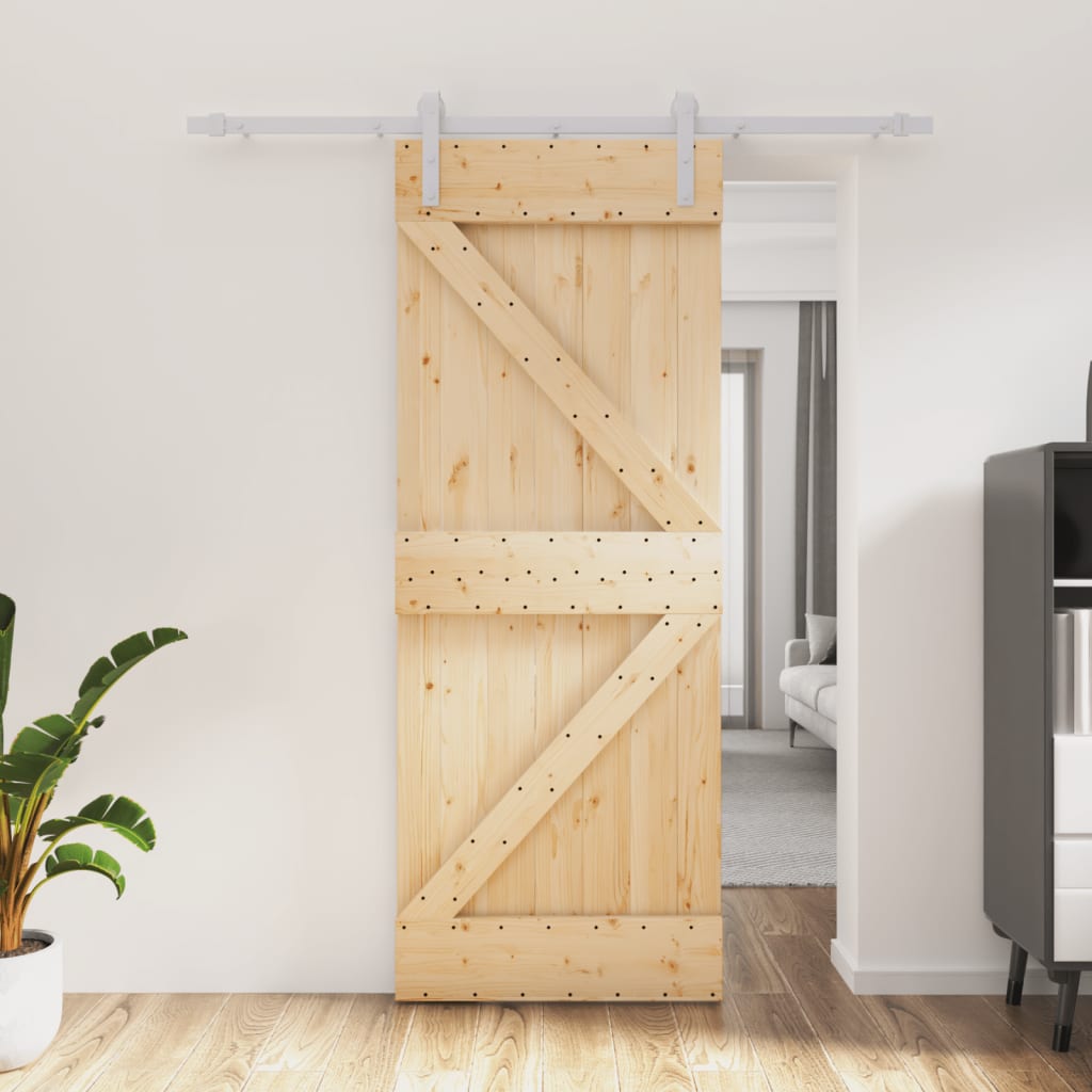 Puerta corredera con herrajes madera maciza de pino 80x210 cm vidaXL