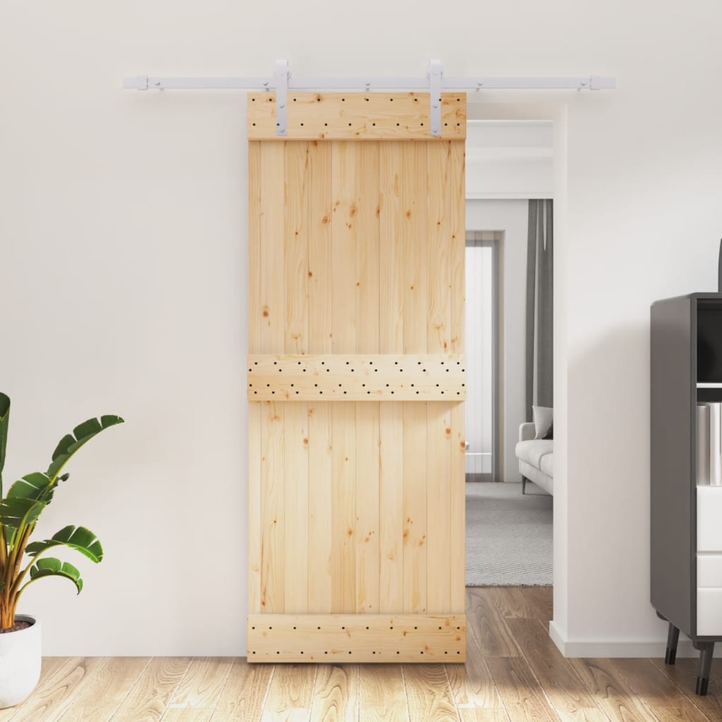 Vetonek Puerta corredera con herrajes madera maciza de pino 80x210 cm