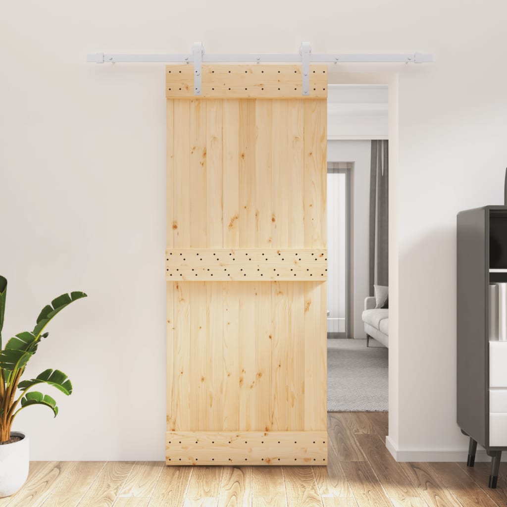 Vetonek Puerta corredera con herrajes madera maciza de pino 85x210 cm