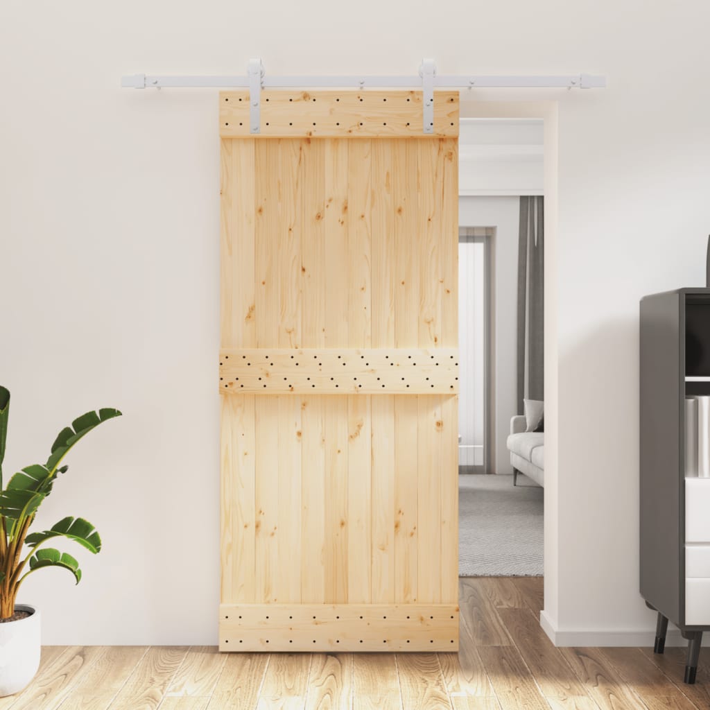 Vetonek Puerta corredera con herrajes madera maciza de pino 90x210 cm