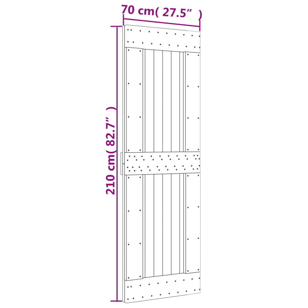 Puerta corredera con herrajes madera maciza de pino 70x210 cm vidaXL