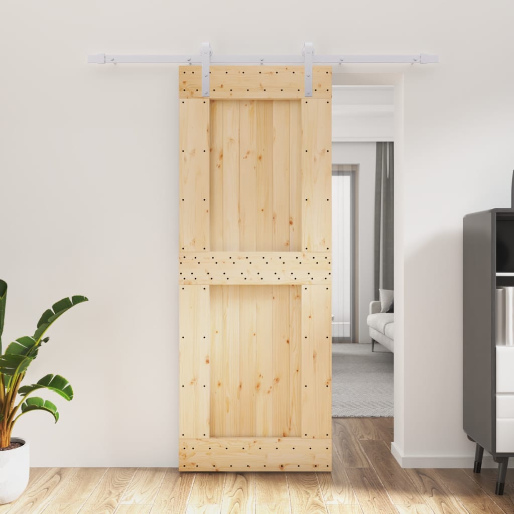 Vetonek Puerta corredera con herrajes madera maciza de pino 80x210 cm