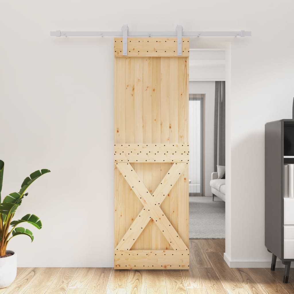 Vetonek Puerta corredera con herrajes madera maciza de pino 70x210 cm