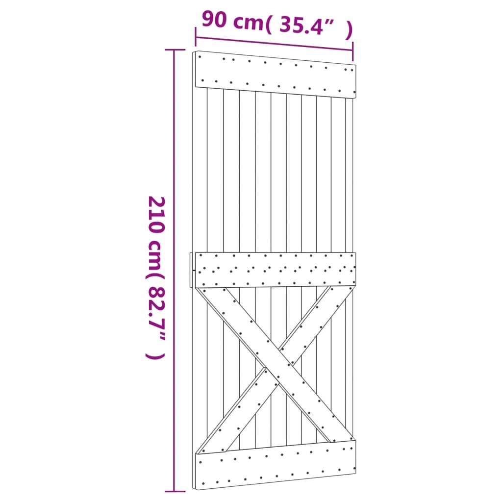 Puerta corredera con herrajes madera maciza de pino 90x210 cm vidaXL