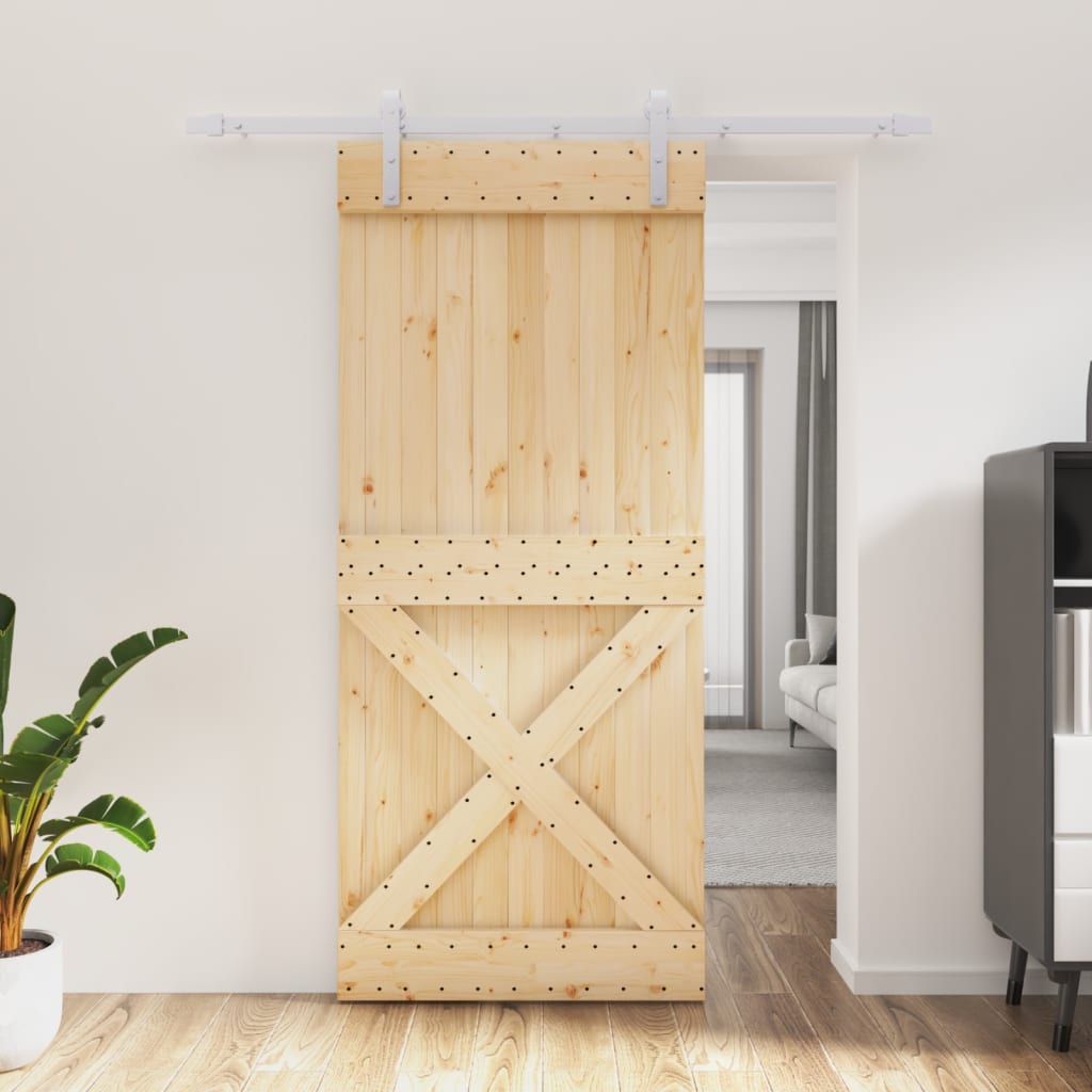 Puerta corredera con herrajes madera maciza de pino 90x210 cm vidaXL