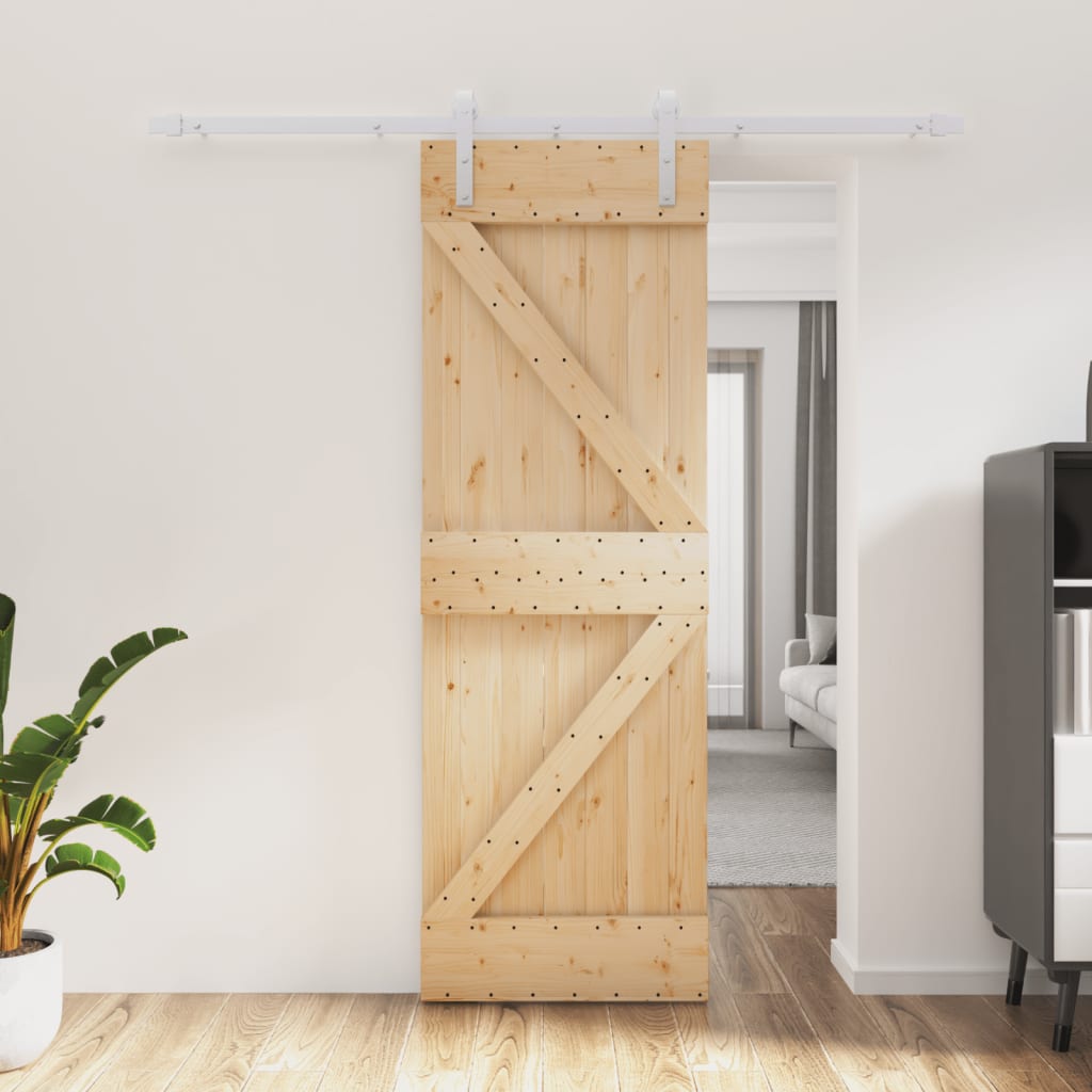 Vetonek Puerta corredera con herrajes madera maciza de pino 70x210 cm