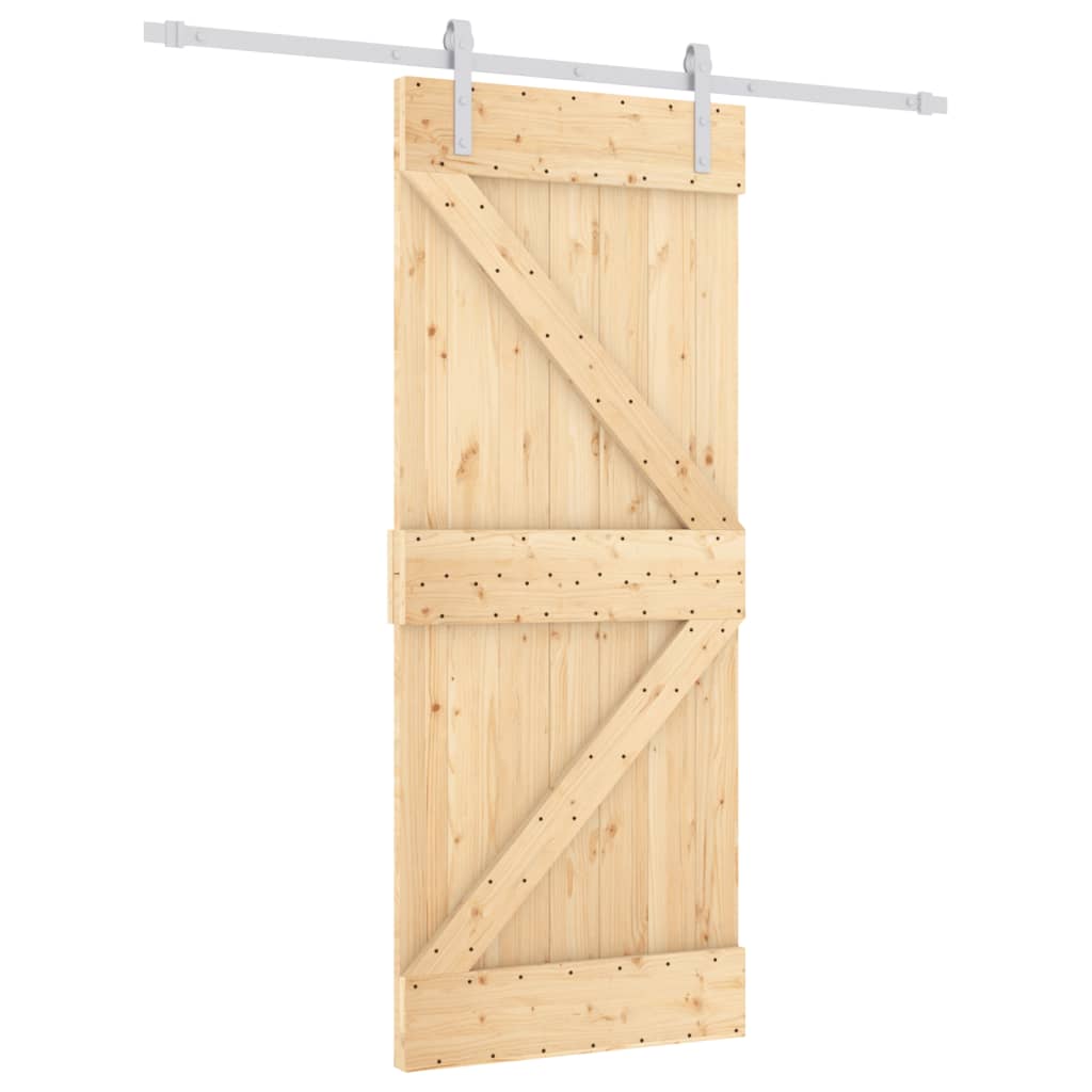 Puerta corredera con herrajes madera maciza de pino 85x210 cm - Vetonek