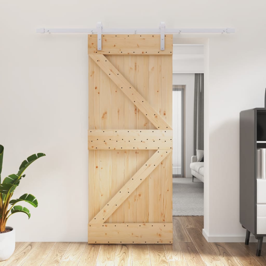 Vetonek Puerta corredera con herrajes madera maciza de pino 85x210 cm