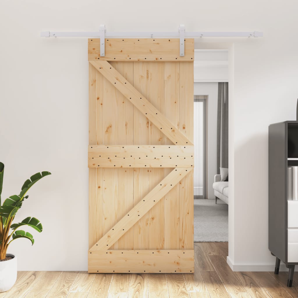 Vetonek Puerta corredera con herrajes madera maciza de pino 95x210 cm