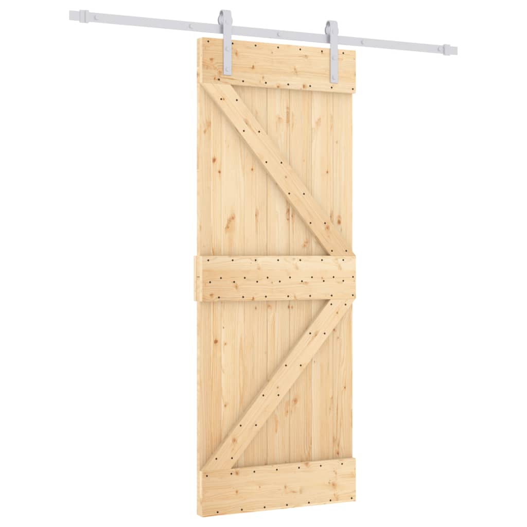 Puerta corredera con herrajes madera maciza de pino 80x210 cm - Vetonek