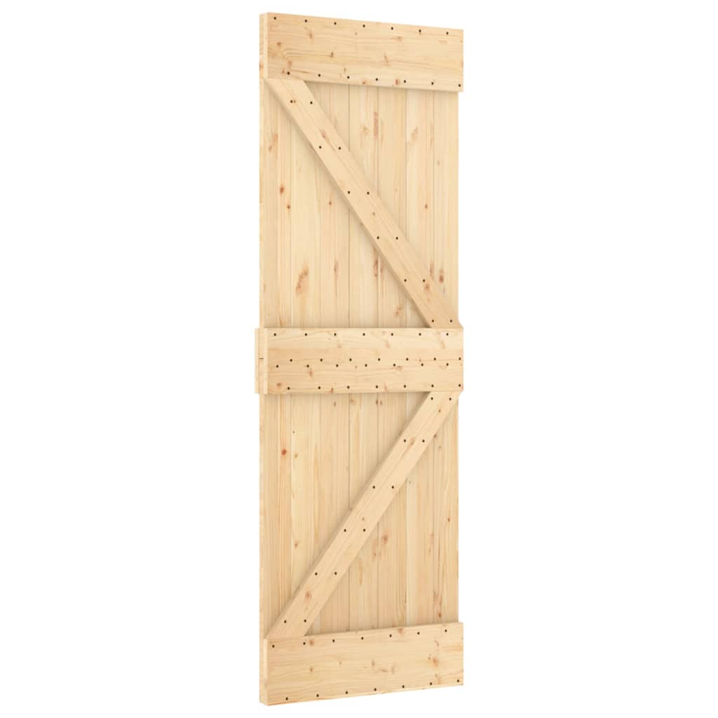 Puerta corredera con herrajes madera maciza de pino 80x210 cm - Vetonek