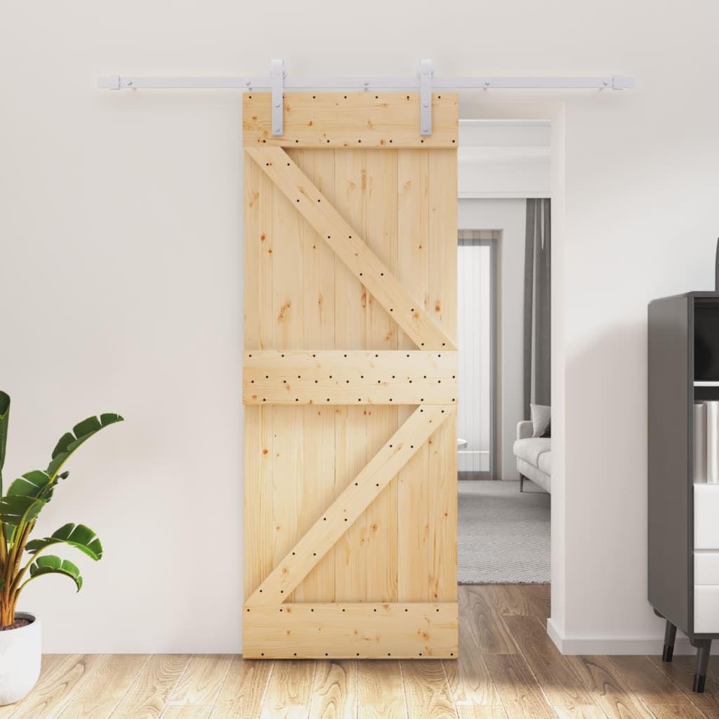 Vetonek Puerta corredera con herrajes madera maciza de pino 80x210 cm