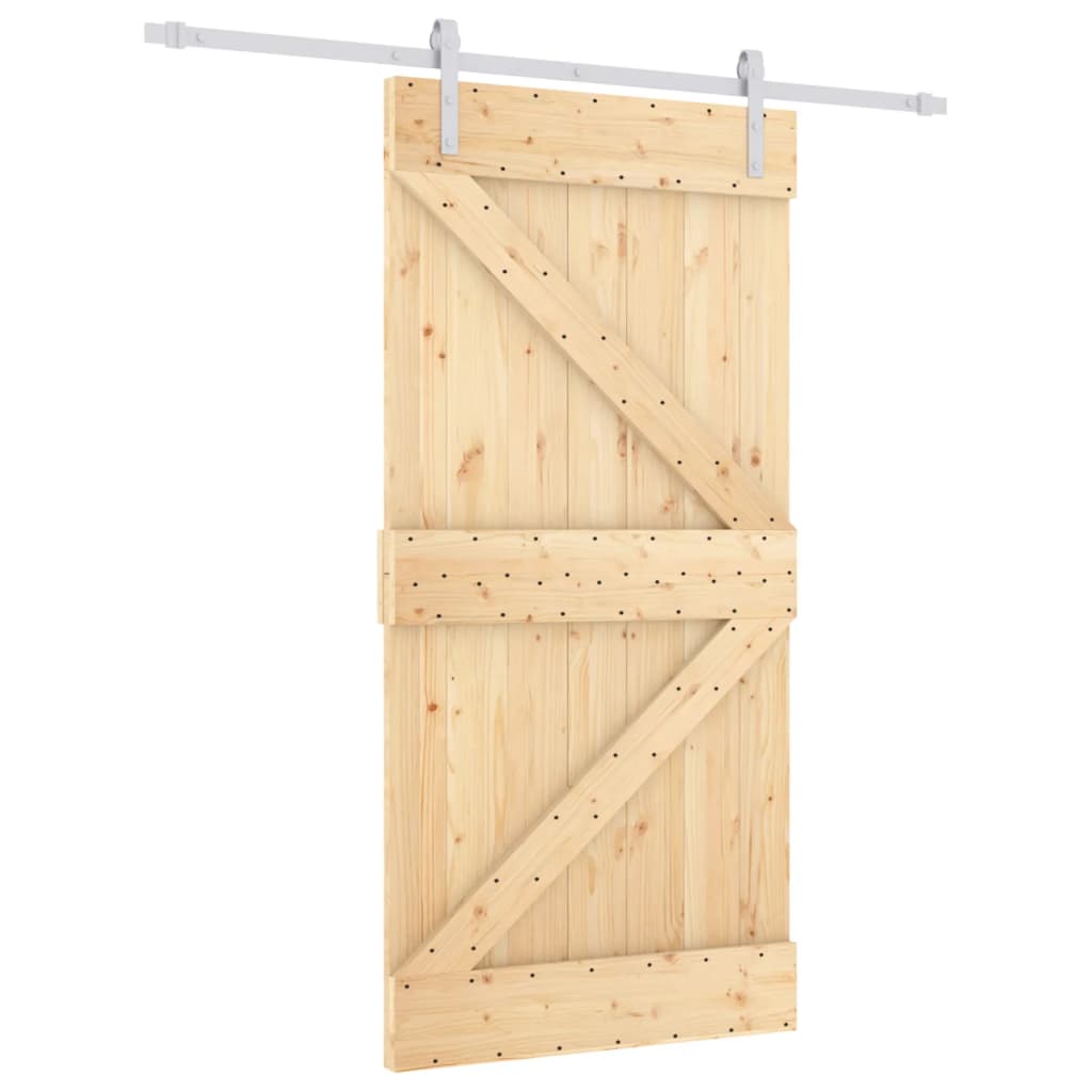 Puerta corredera con herrajes madera maciza de pino 100x210 cm - Vetonek