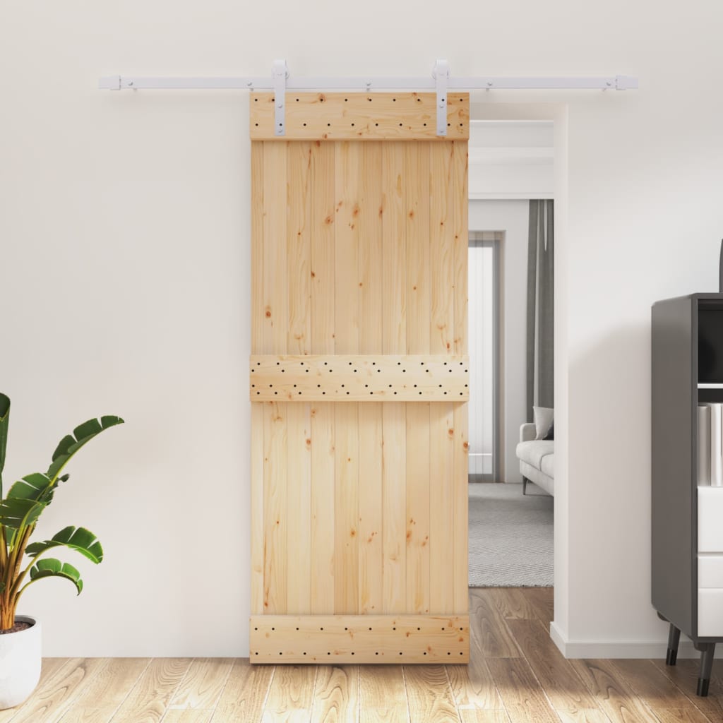 Puerta corredera con herrajes madera maciza de pino 80x210 cm vidaXL