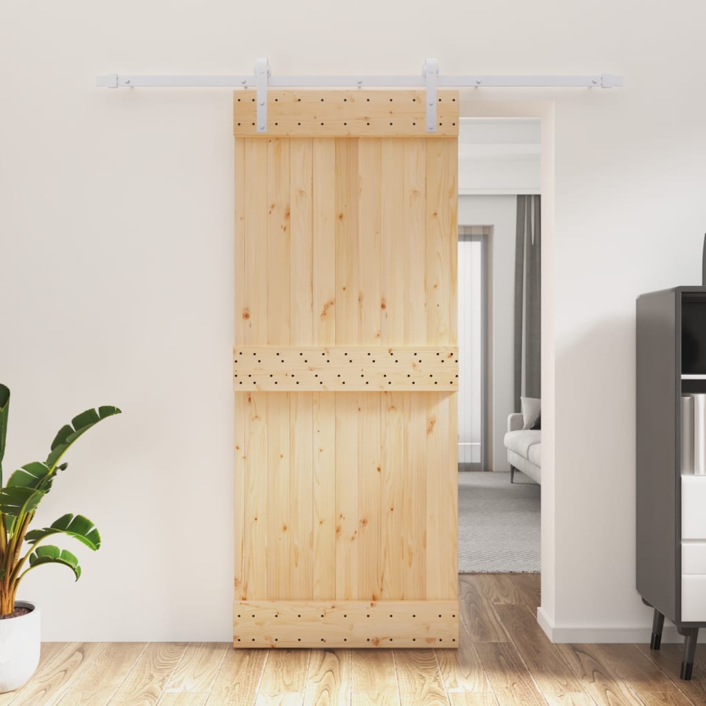 Vetonek Puerta corredera con herrajes madera maciza de pino 85x210 cm