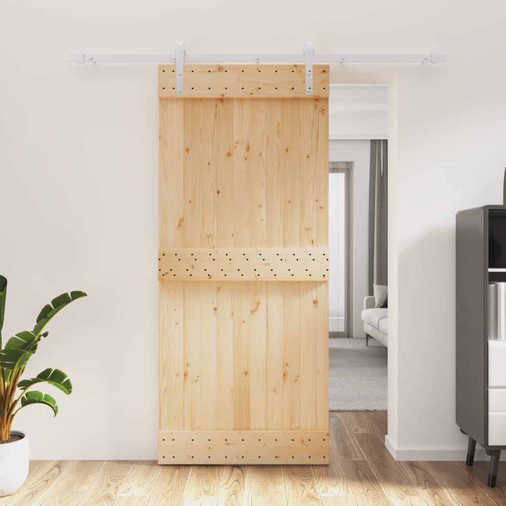 Vetonek Puerta corredera con herrajes madera maciza de pino 90x210 cm