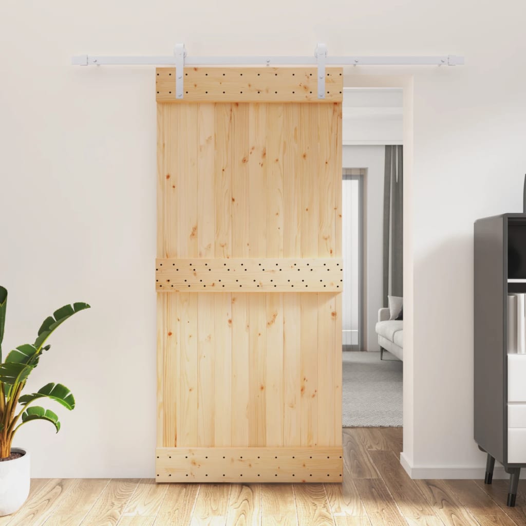 Vetonek Puerta corredera con herrajes madera maciza de pino 95x210 cm