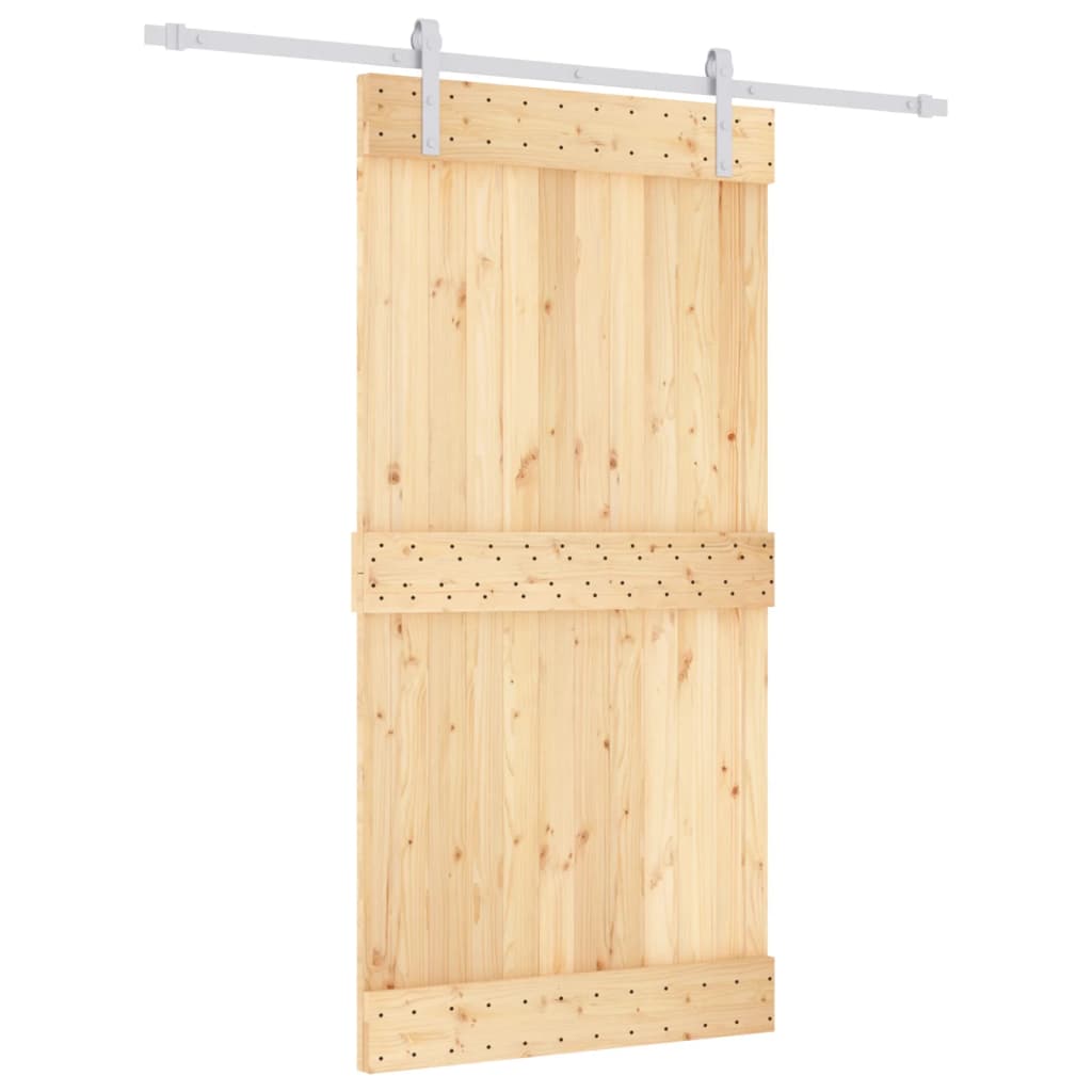 Puerta corredera con herrajes madera maciza de pino 100x210 cm - Vetonek