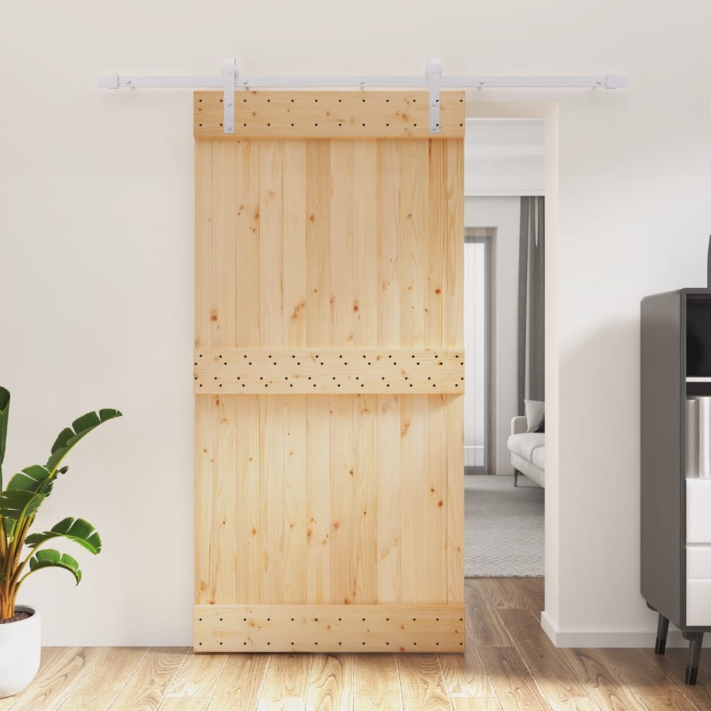 Puerta corredera con herrajes madera maciza de pino 100x210 cm vidaXL