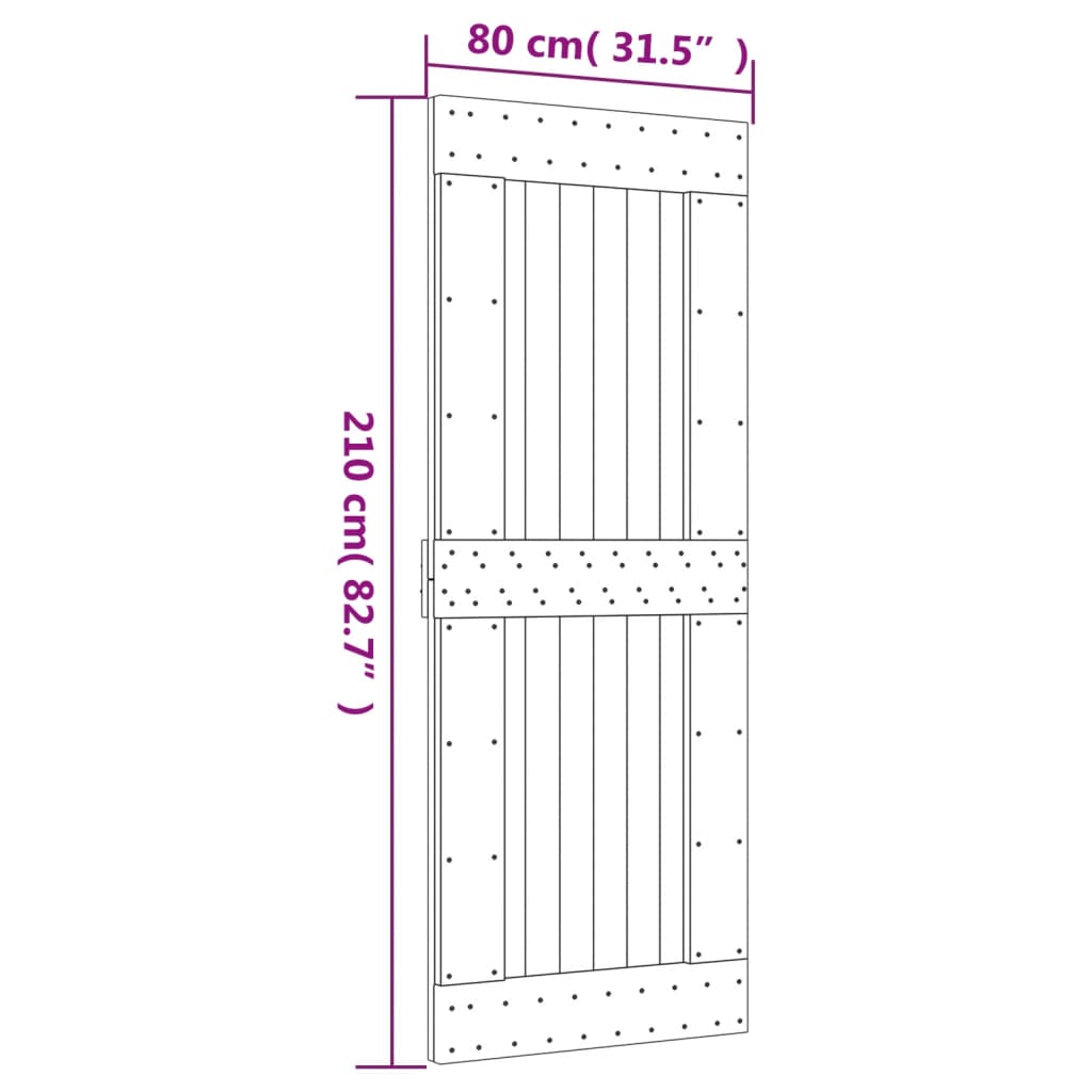 Puerta corredera con herrajes madera maciza de pino 80x210 cm vidaXL