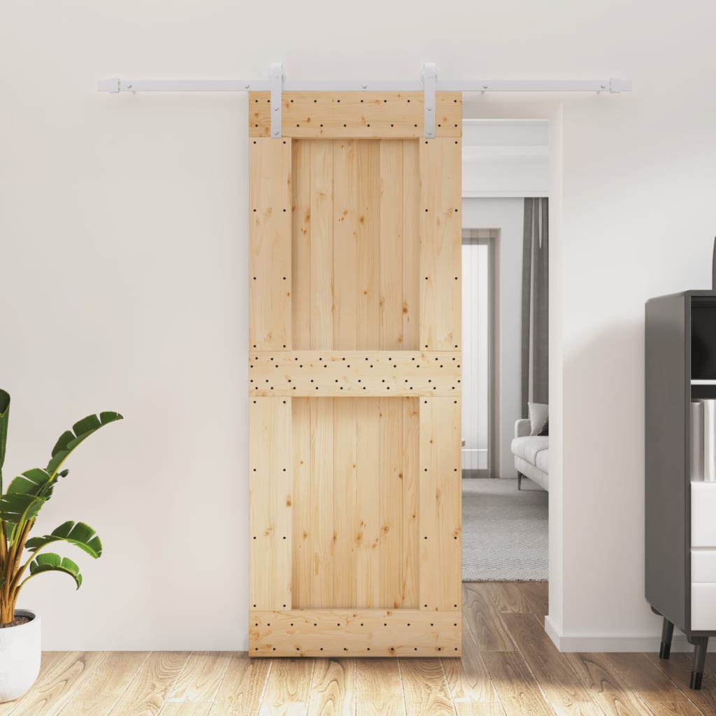 Puerta corredera con herrajes madera maciza de pino 80x210 cm vidaXL