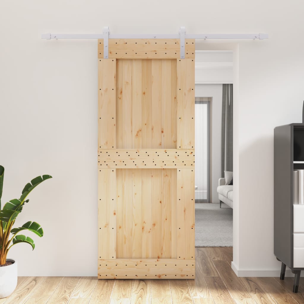 Vetonek Puerta corredera con herrajes madera maciza de pino 85x210 cm