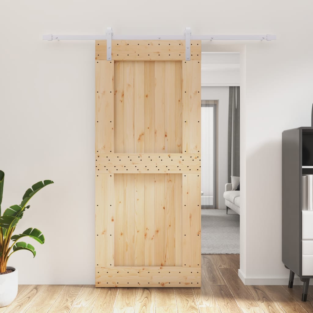 Vetonek Puerta corredera con herrajes madera maciza de pino 90x210 cm