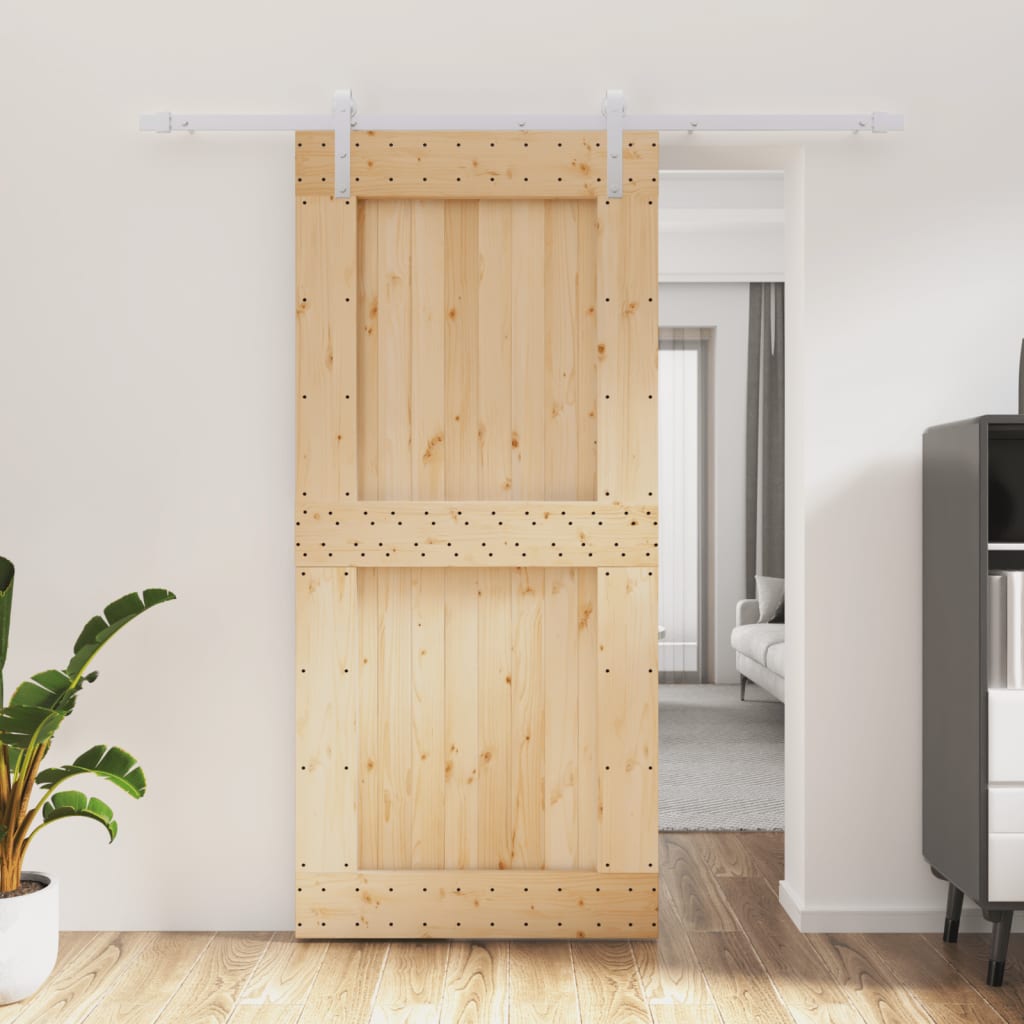 Vetonek Puerta corredera con herrajes madera maciza de pino 95x210 cm