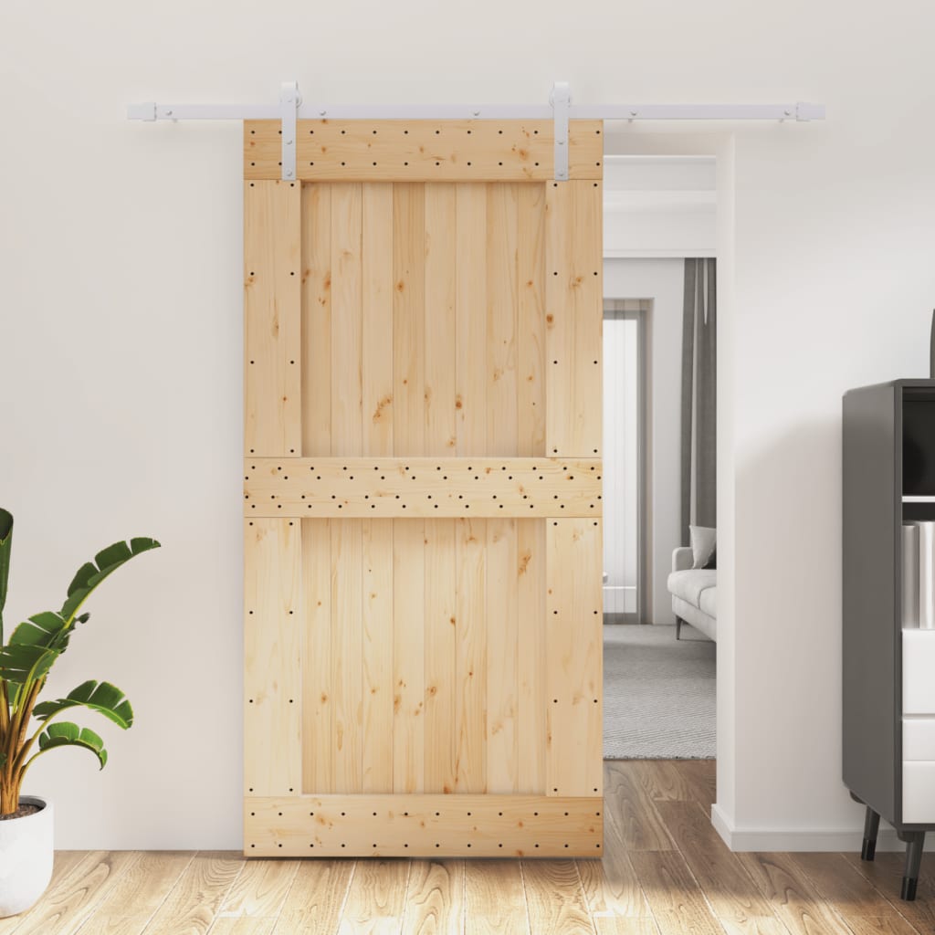 Vetonek Puerta corredera con herrajes madera maciza de pino 100x210 cm