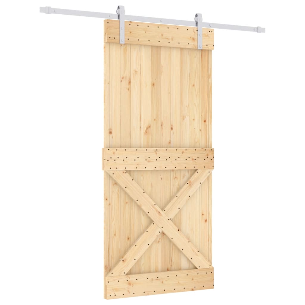 Puerta corredera con herrajes madera maciza de pino 95x210 cm - Vetonek