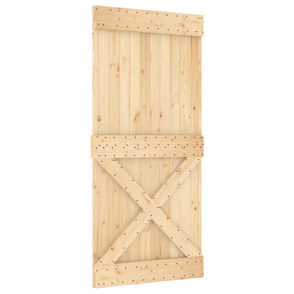 Puerta corredera con herrajes madera maciza de pino 95x210 cm - Vetonek