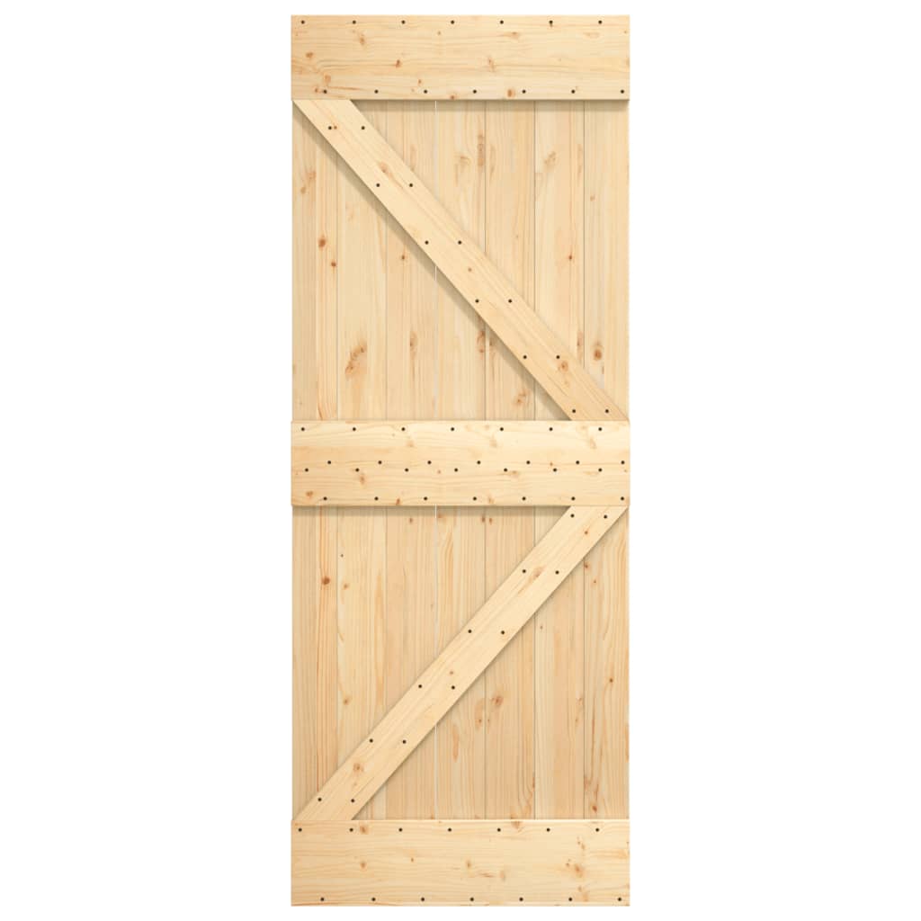 Puerta corredera con herrajes madera maciza de pino 70x210 cm - Vetonek