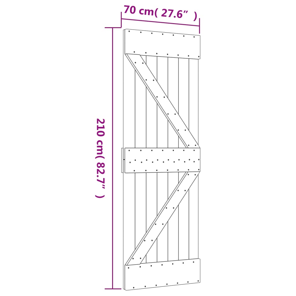 Puerta corredera con herrajes madera maciza de pino 70x210 cm - Vetonek